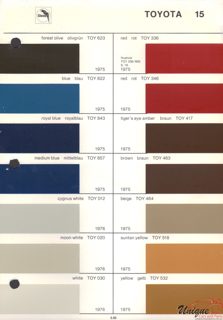 1975 Toyota Paint Charts Glasurit 2